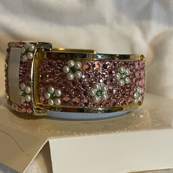 Lz of New York Aurora Borealis Ladies Watch, Pink w White Pearl flowers, Works! - Picture 5 of 14